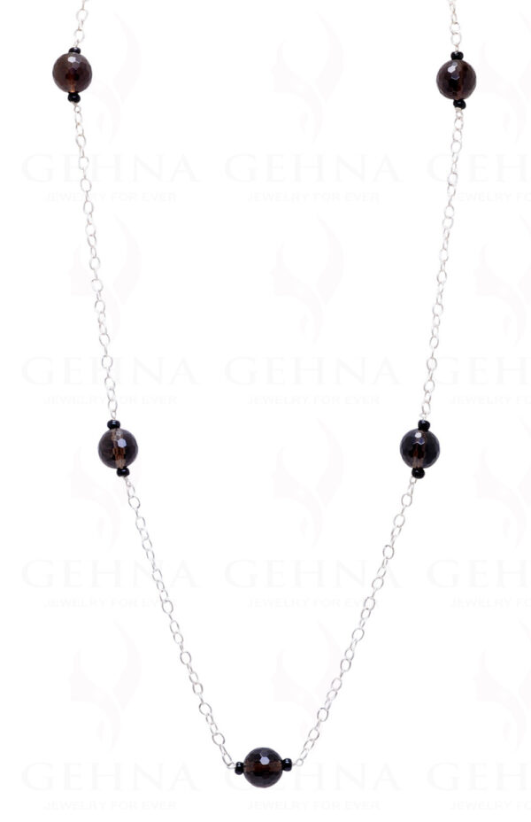 Smokey Gemstone Knotted In.925 Sterling Silver Chain CS-1108