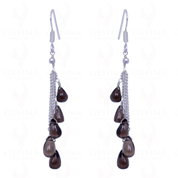 Smoky Topaz Drop Shaped Gemstone Earrings Made In .925 Sterling Silver ES-1108