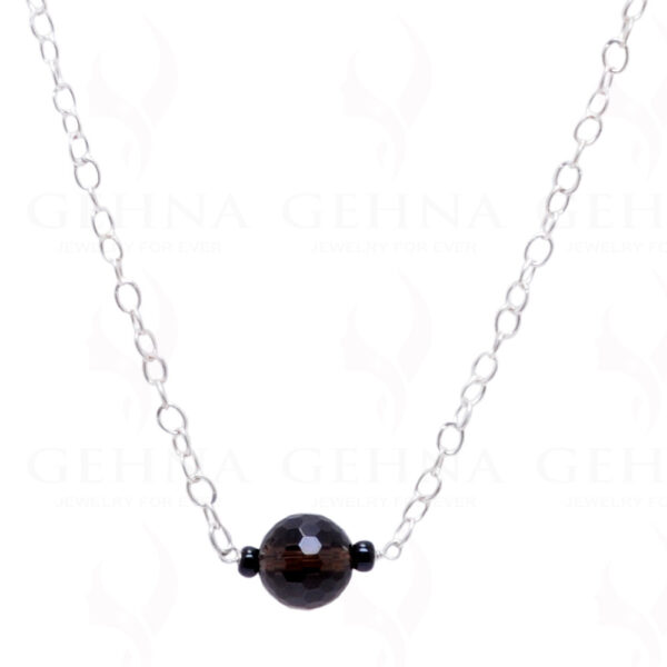 Smokey Gemstone Knotted In.925 Sterling Silver Chain CS-1108