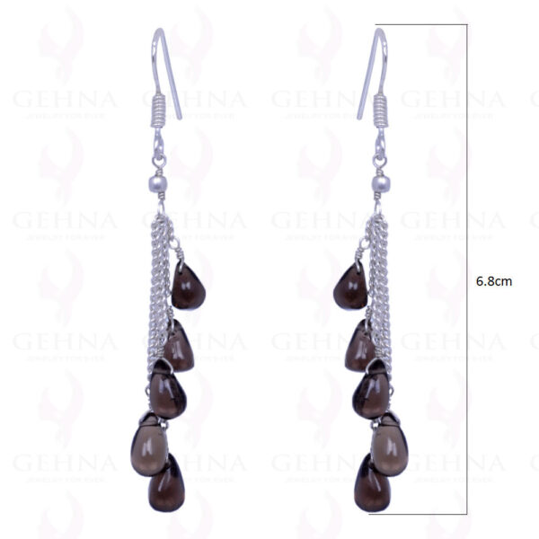 Smoky Topaz Drop Shaped Gemstone Earrings Made In .925 Sterling Silver ES-1108