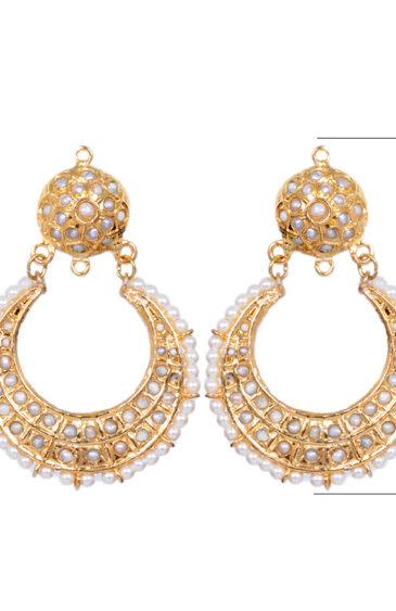 Pearl Studded Moon Shape Bali Style Earrings LE01-1108
