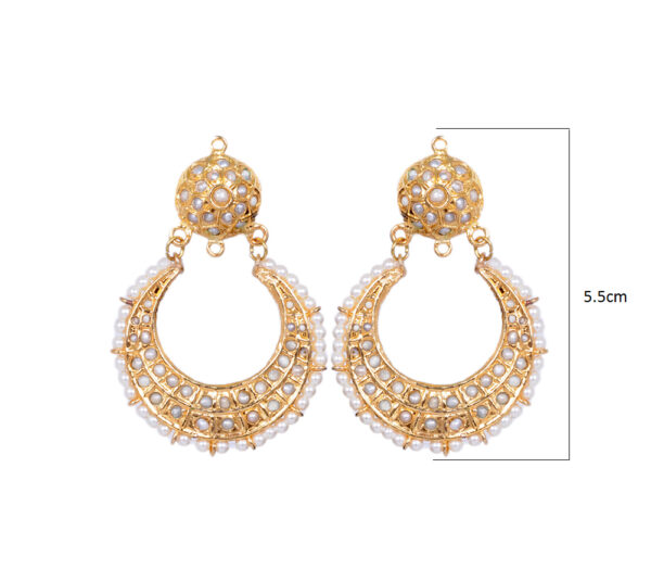 Pearl Studded Moon Shape Bali Style Earrings LE01-1108