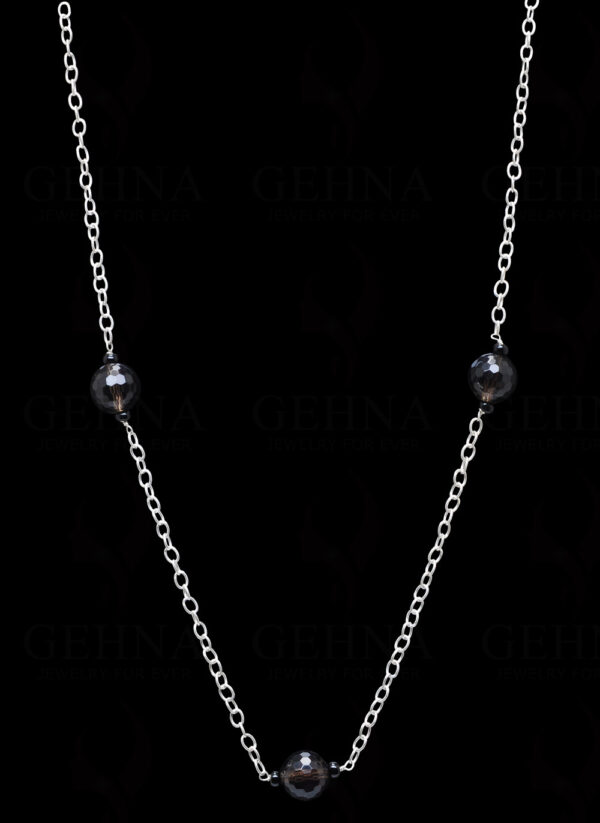 Smokey Gemstone Knotted In.925 Sterling Silver Chain CS-1108