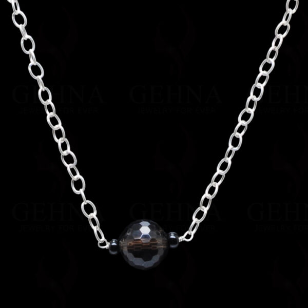 Smokey Gemstone Knotted In.925 Sterling Silver Chain CS-1108