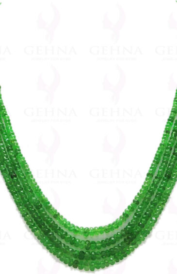 4 Rows of Green Garnet Gemstone Round Faceted Bead Necklace NS-1109