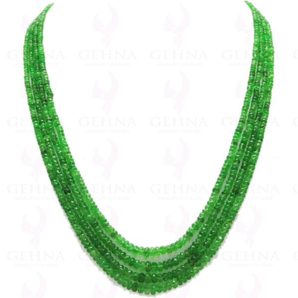 4 Rows of Green Garnet Gemstone Round Faceted Bead Necklace NS-1109