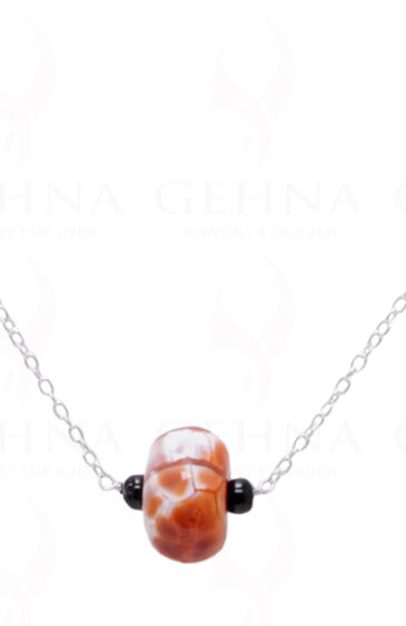 Orange Quartz’S Gemstone Knotted In.925 Sterling Silver Chain CS-1109