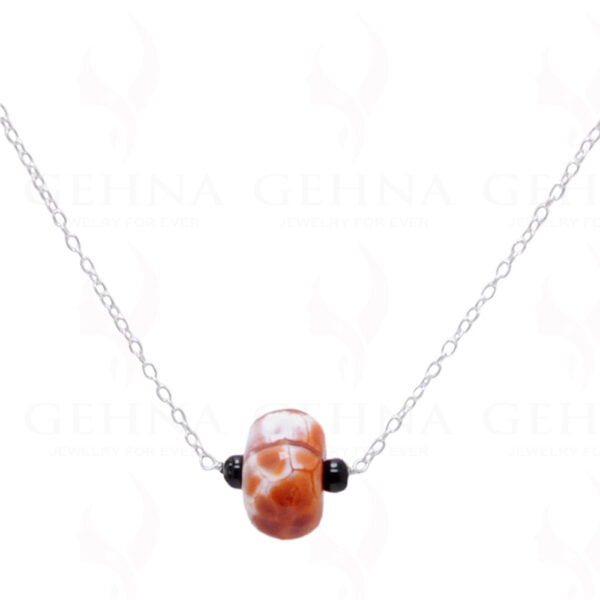 Orange Quartz'S Gemstone Knotted In.925 Sterling Silver Chain CS-1109