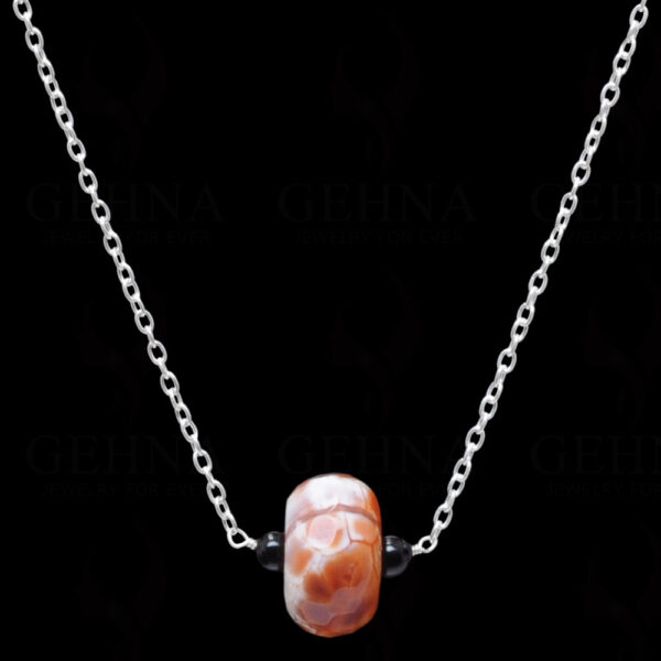 Orange Quartz'S Gemstone Knotted In.925 Sterling Silver Chain CS-1109