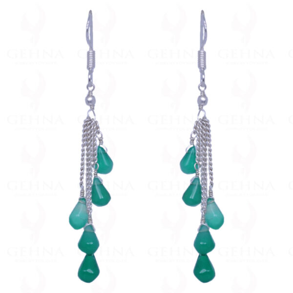 Green Onyx Cabochon Drops Earrings Made In .925 Sterling Silver ES-1110