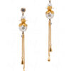 Pearl & Simulated Diamond Studded Tassel Earrings FE-1110