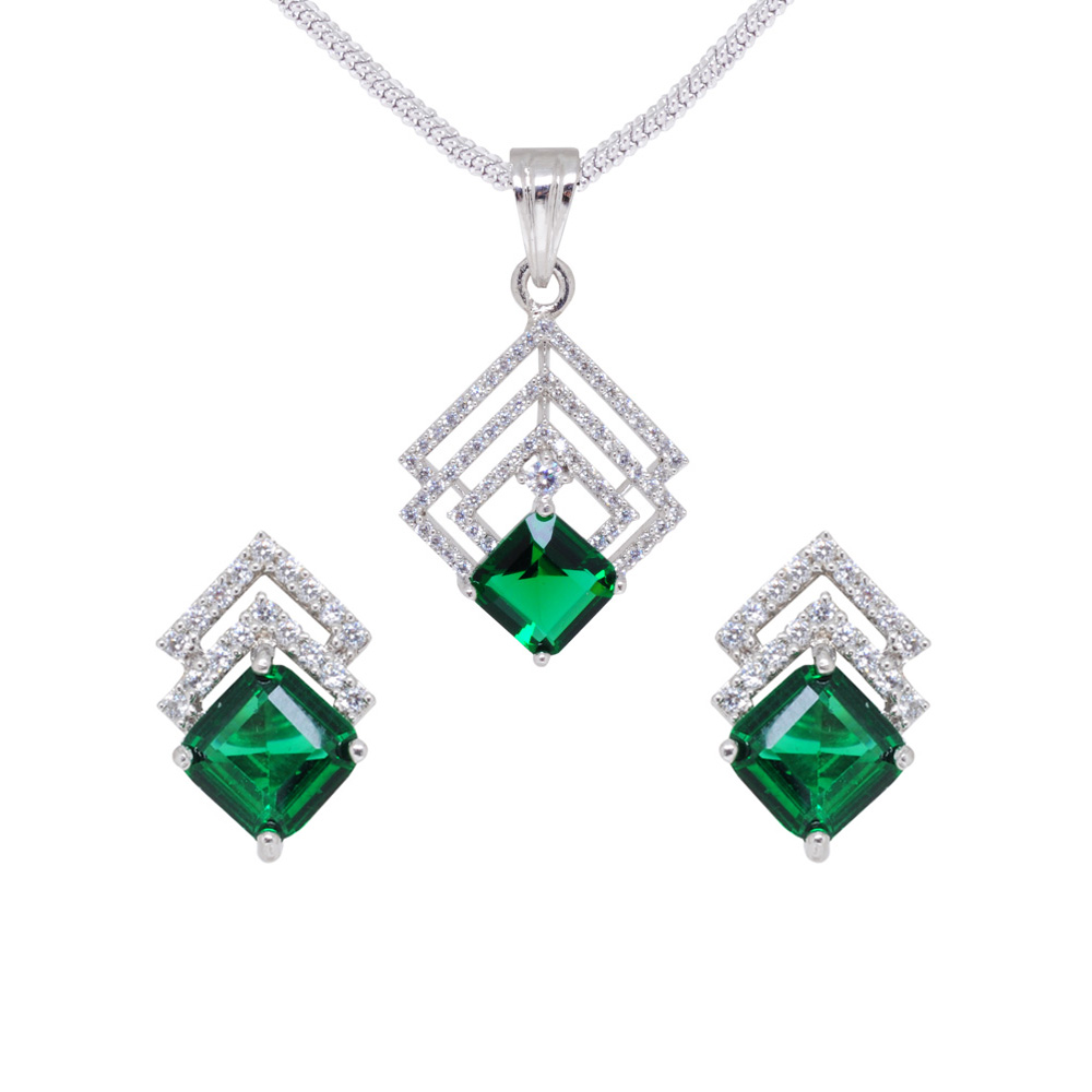 T-Savorite & Classic Topaz Studded Trendy Pendant & Earring Set FP-1110