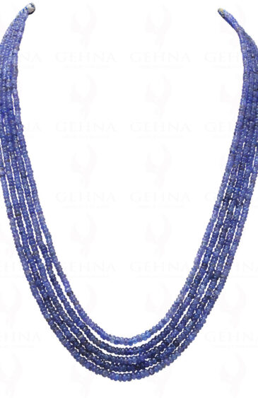 5 Rows of Tanzanite Gemstone Round Cabochon Bead Necklace NS-1110