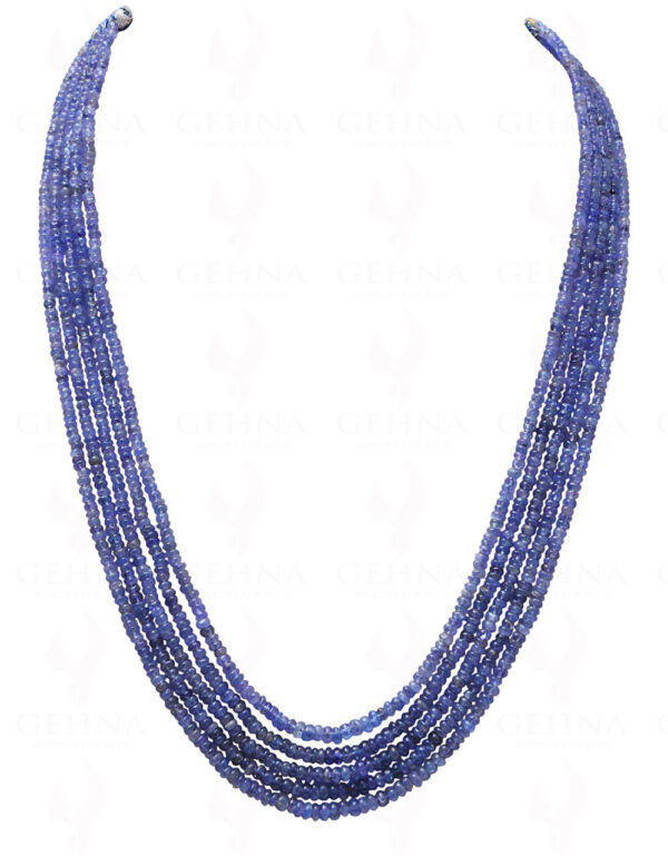 5 Rows of Tanzanite Gemstone Round Cabochon Bead Necklace NS-1110