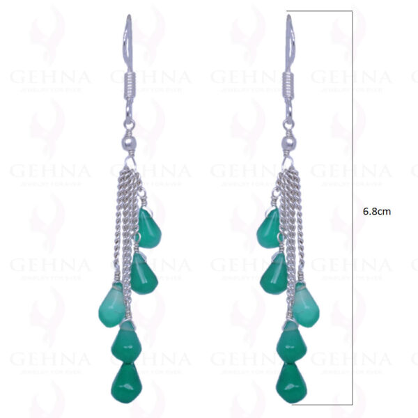 Green Onyx Cabochon Drops Earrings Made In .925 Sterling Silver ES-1110