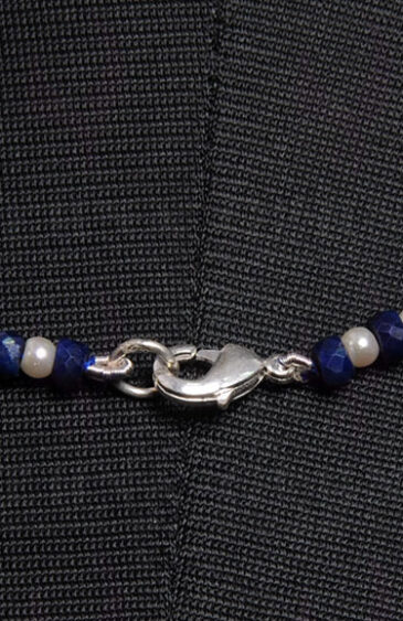 Pearl & Blue Sapphire Faceted Gemstone Bead Necklace NM-1110