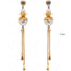 Pearl & Simulated Diamond Studded Tassel Earrings FE-1110