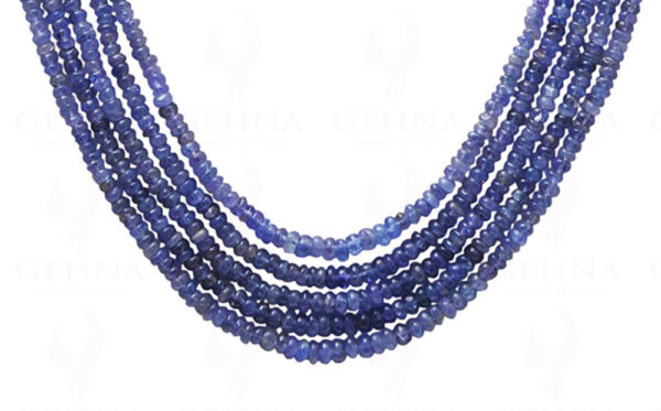 5 Rows of Tanzanite Gemstone Round Cabochon Bead Necklace NS-1110