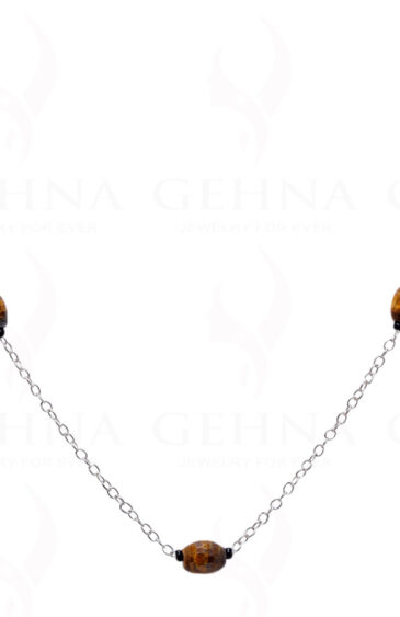 Tiger Eye Gemstone Knotted In.925 Sterling Silver Chain CS-1111