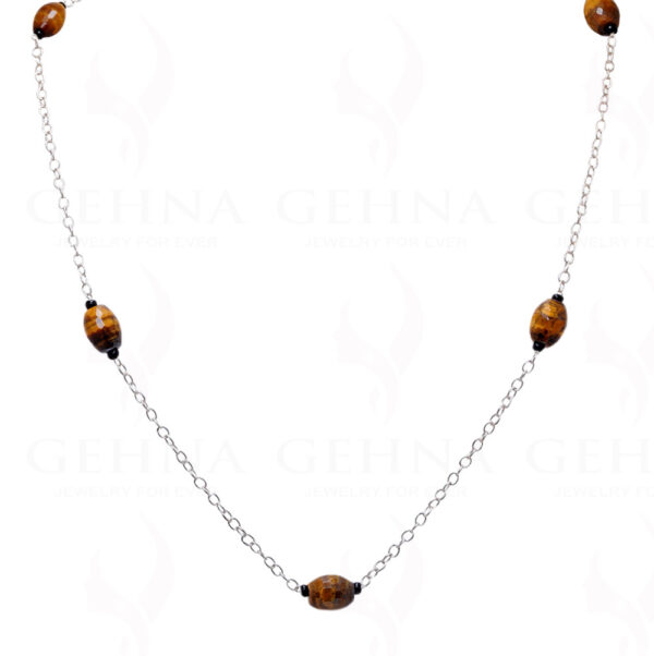 Tiger Eye Gemstone Knotted In.925 Sterling Silver Chain CS-1111