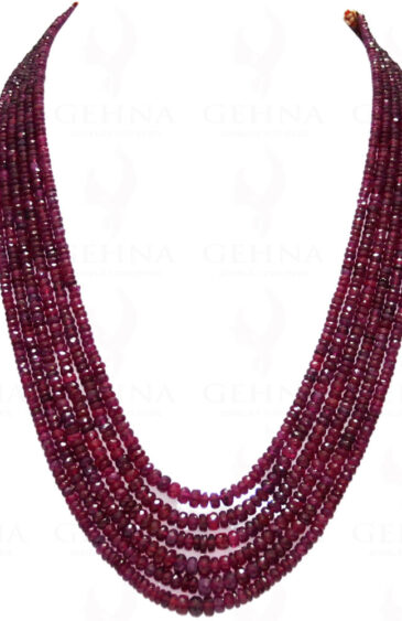 6 Rows Of Madagascar Ruby Gemstone Faceted Bead Necklace NP-1111