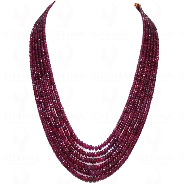 6 Rows Of Madagascar Ruby Gemstone Faceted Bead Necklace NP-1111