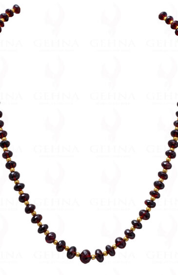 Red Garnet Gemstone Faceted Bead Necklace With 925 Solid Silver Elements NS-1111