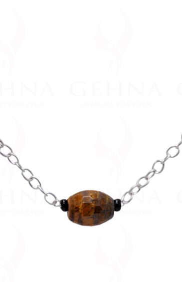 Tiger Eye Gemstone Knotted In.925 Sterling Silver Chain CS-1111
