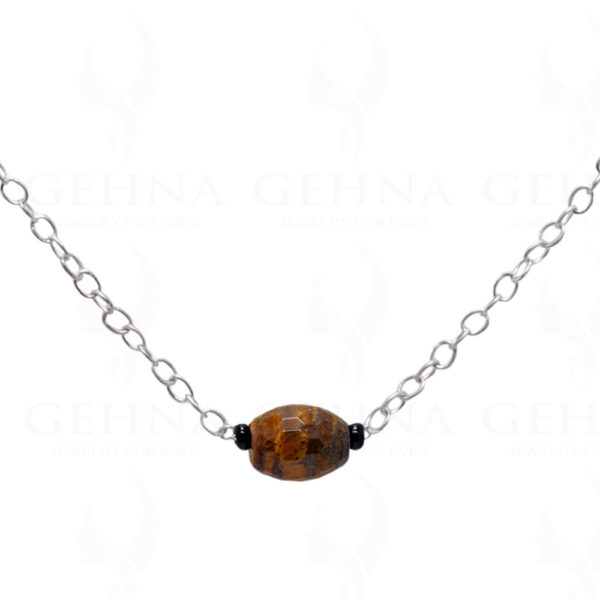 Tiger Eye Gemstone Knotted In.925 Sterling Silver Chain CS-1111