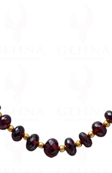 Red Garnet Gemstone Faceted Bead Necklace With 925 Solid Silver Elements NS-1111