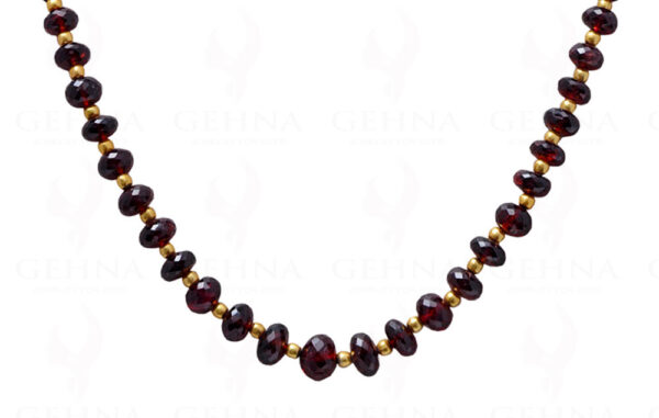 Red Garnet Gemstone Faceted Bead Necklace With 925 Solid Silver Elements NS-1111