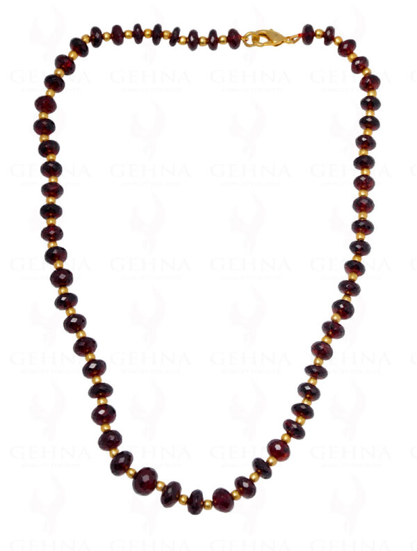 Red Garnet Gemstone Faceted Bead Necklace With 925 Solid Silver Elements NS-1111