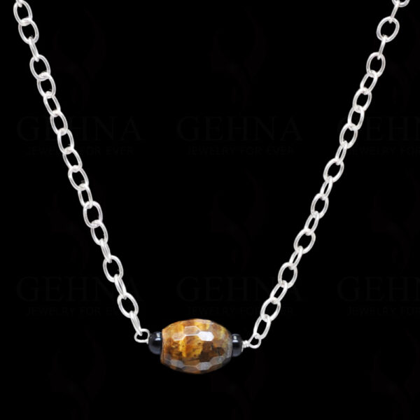 Tiger Eye Gemstone Knotted In.925 Sterling Silver Chain CS-1111