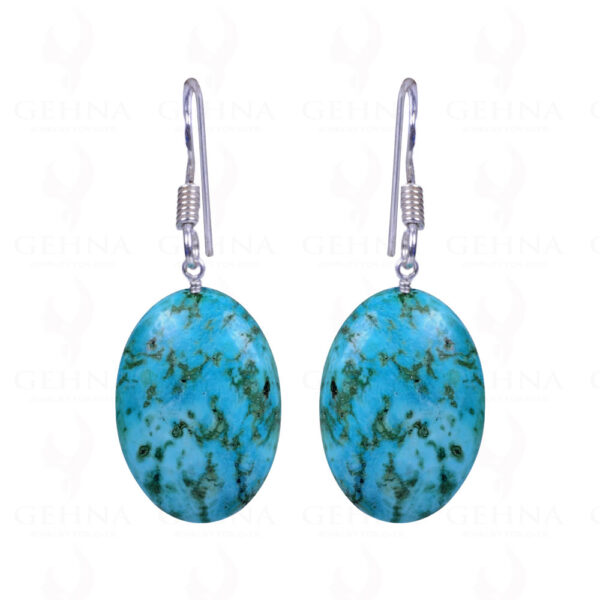 Turquoise Gemstone Oval Shaped Earrings Made In .925 Sterling Silver ES-1112