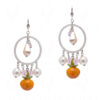 Pearl & Rose Quartz Studded Round Shape Earrings FE-1112