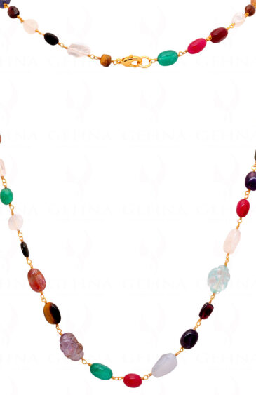 Multi Color Gemstone Necklace In.925 Sterling Silver CS-1112
