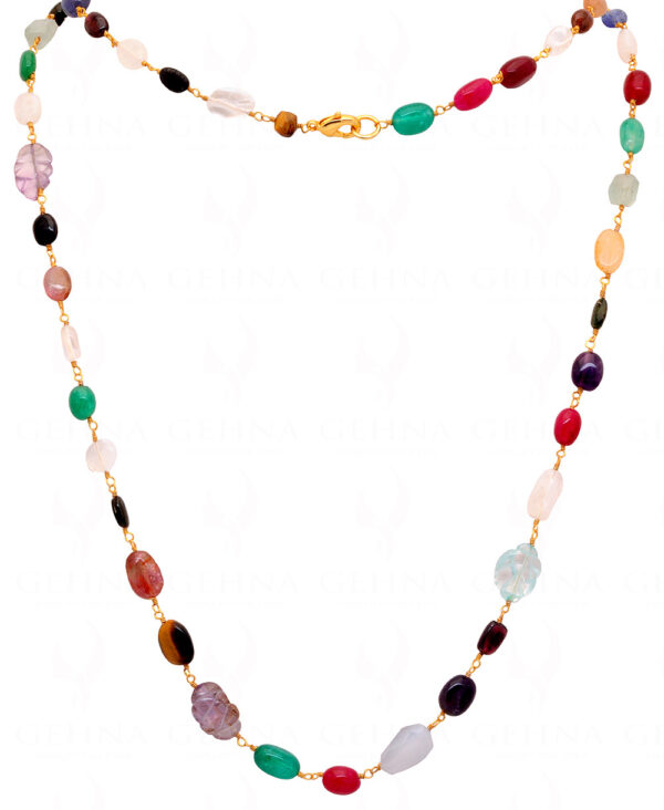 Multi Color Gemstone Necklace In.925 Sterling Silver CS-1112