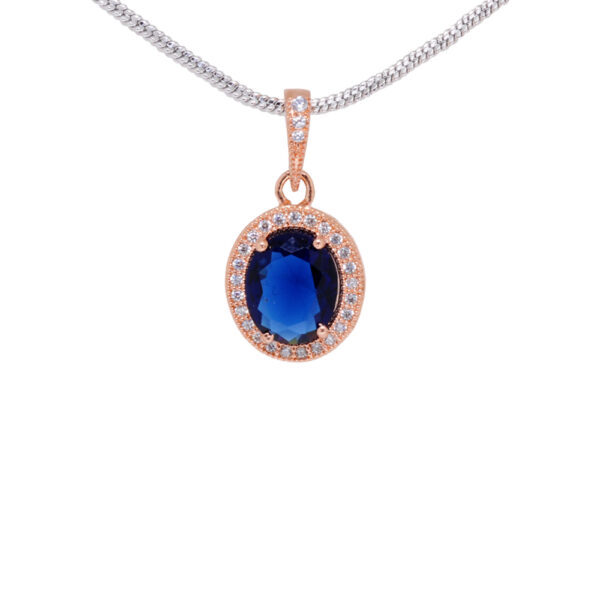 Trendy Blue Sapphire & Classic White Topaz Studded Pendant & Earring Set FP-1112