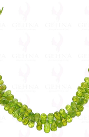 Peridot Gemstone Teardrop Shaped Faceted Bead Necklace NS-1113