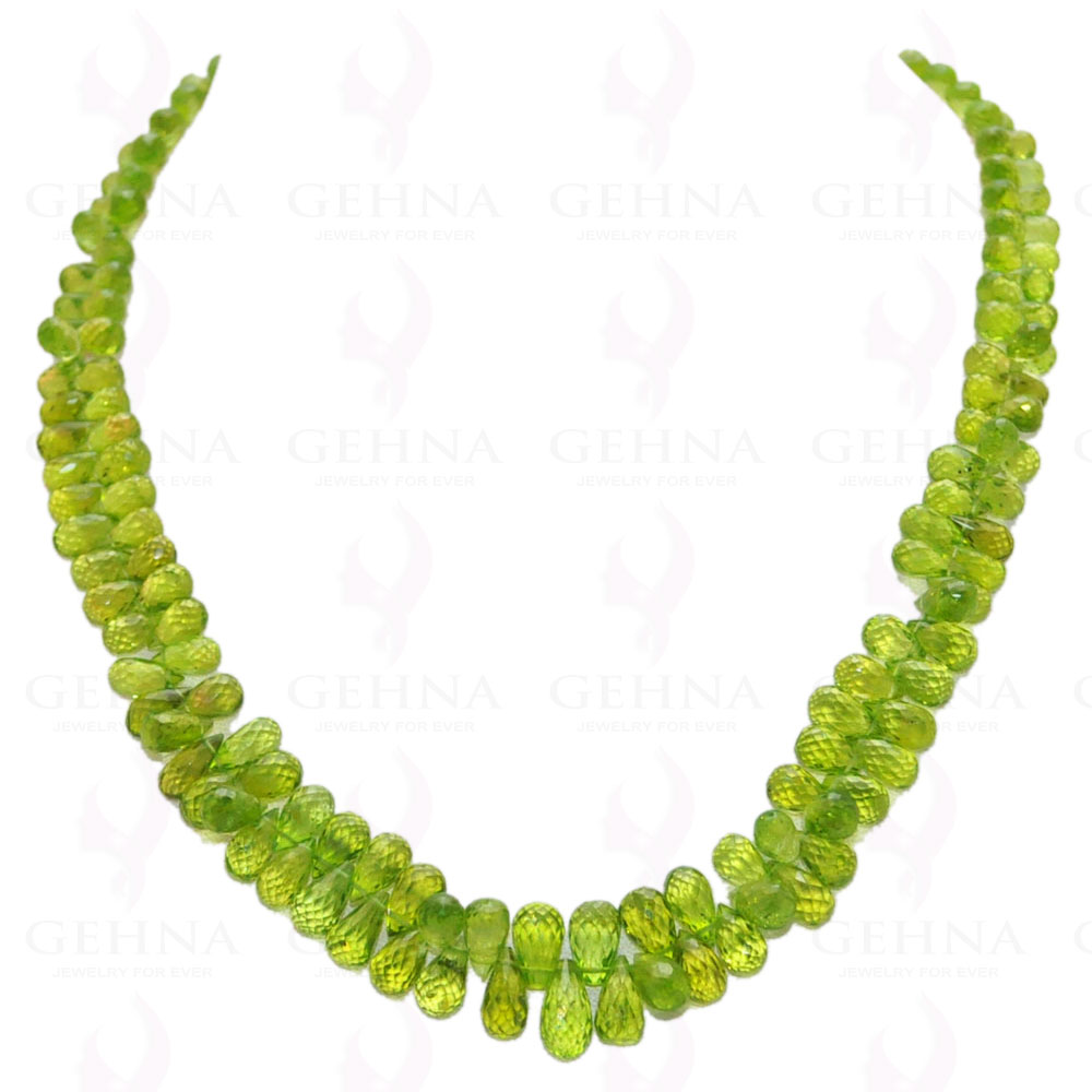 Peridot Gemstone Teardrop Shaped Faceted Bead Necklace NS-1113