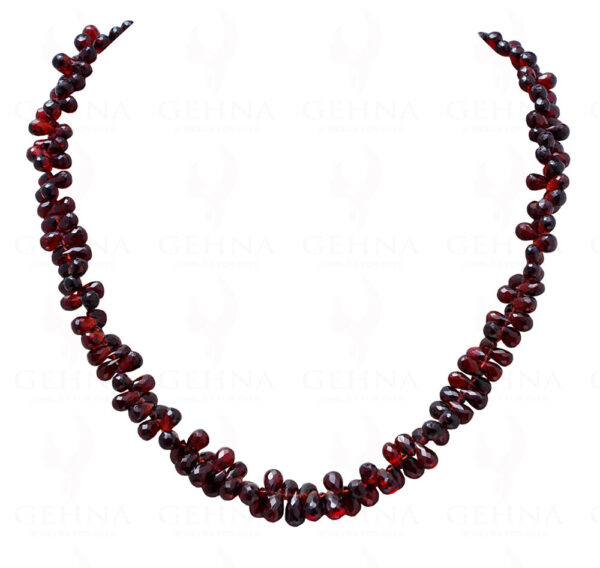 Red Garnet Gemstone Drop Shaped Faceted Bead Necklace NS-1114