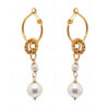 Pearl & Tourmaline Studded Dangle Earrings FE-1114