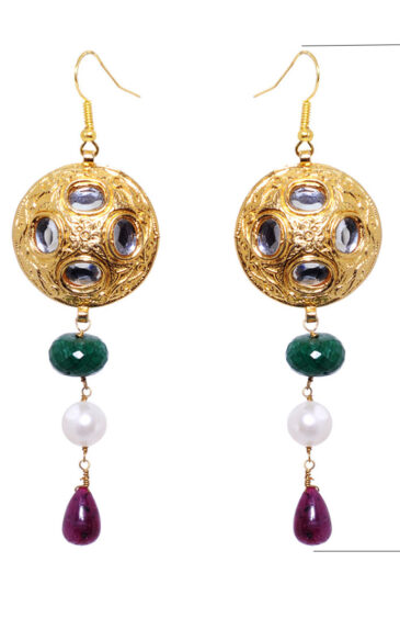 Pearl, Ruby, Emerald & Cz Gemstone Lac Earring LE01-1114