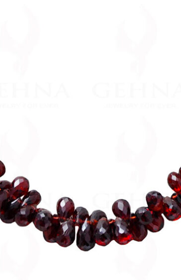 Red Garnet Gemstone Drop Shaped Faceted Bead Necklace NS-1114