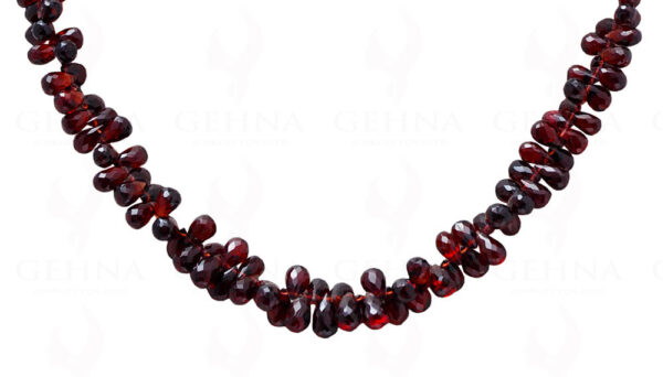 Red Garnet Gemstone Drop Shaped Faceted Bead Necklace NS-1114