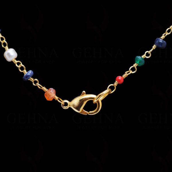 Multi Color Gemstone Faceted Bead Necklace In.925 Sterling Silver CS-1114