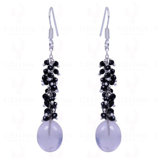 Rose Quartz & Black Spinel Gemstone Earrings Made In .925 Sterling Silver ES-1115