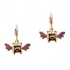 Simulated Diamond Studded Gold Plated Pigge Shaped Earrings FE-1115