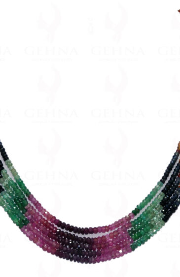 Ruby Emerald Sapphire 5 Rows Faceted Bead Necklace NP-1115