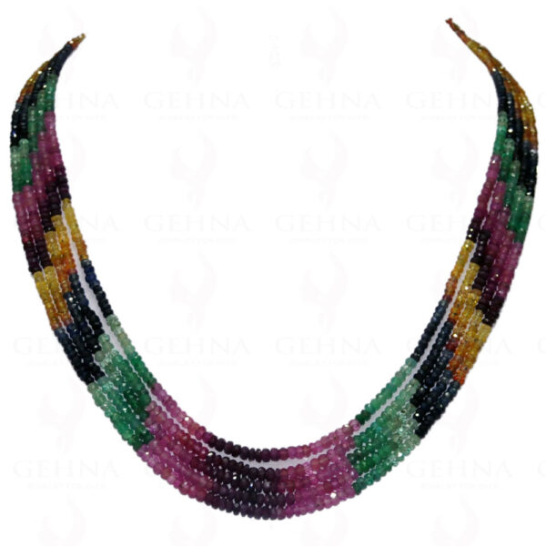 Ruby Emerald Sapphire 5 Rows Faceted Bead Necklace NP-1115